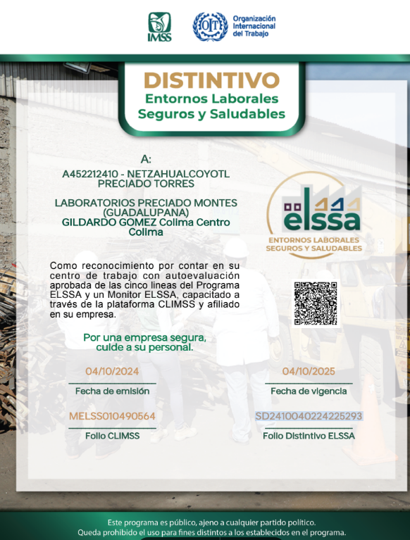 DISTINTIVO ENTORNOS LABORALES SEGUROS Y SALUDABLES